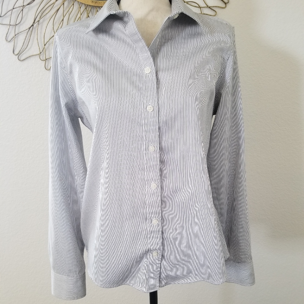 Blue Pinstripe Non-Iron Fitted Shirt